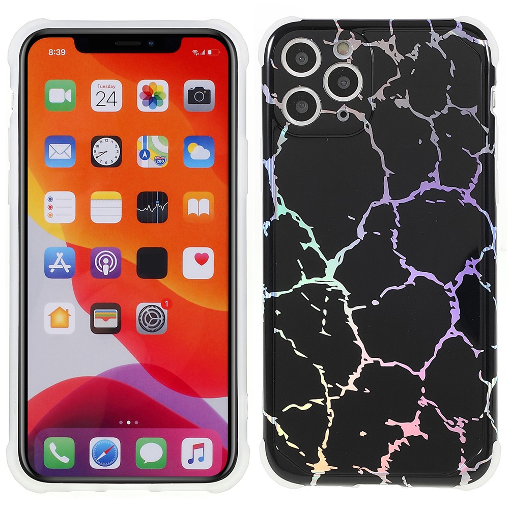 IMD Laser Marble Light Thin Four Corner Anti-fall TPU+PC Well-protected Case Cover for iPhone 11 Pro 5.8 inch - CF1 Black-1