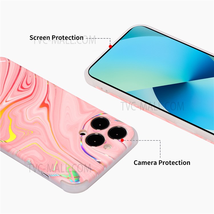 Marble IMD Laser Enhanced Four Corners Anti-fall TPU + PC Hybrid Cover for iPhone 13 Pro 6.1 inch - CF3-5