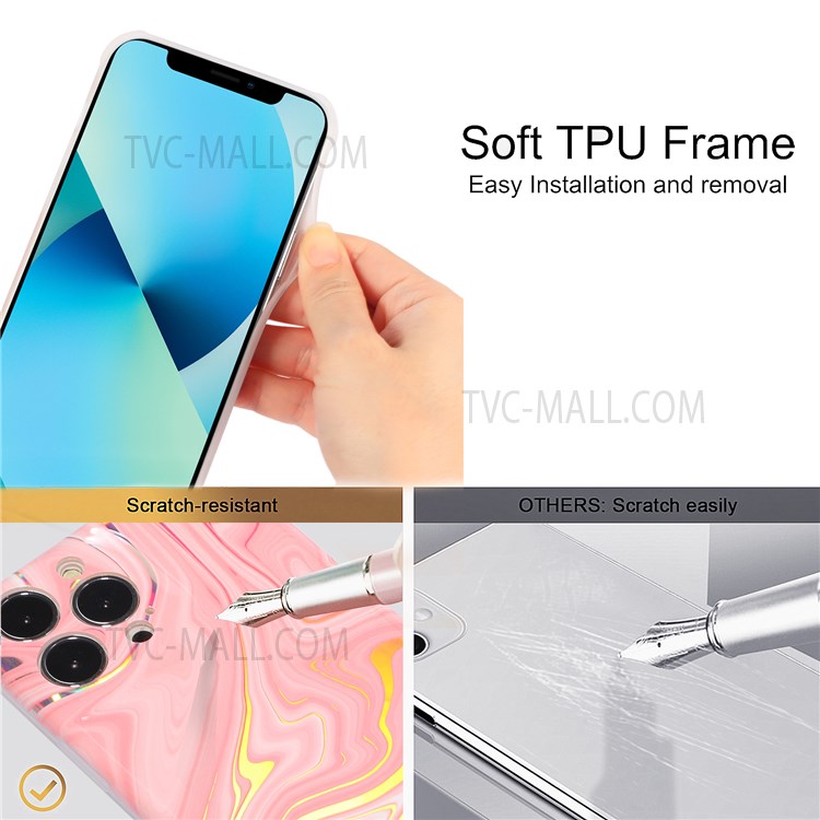 Marble IMD Laser Enhanced Four Corners Anti-fall TPU + PC Hybrid Cover for iPhone 13 Pro 6.1 inch - CF3-6