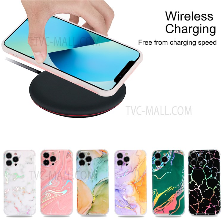 Marble IMD Laser Enhanced Four Corners Anti-fall TPU + PC Hybrid Cover for iPhone 13 Pro 6.1 inch - CF3-7