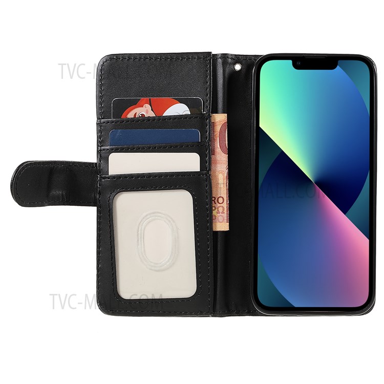 Photo Slot PU Leather Wallet Case Magnetic Closing Phone Case Shockproof Cover with Stand for iPhone 13 6.1 inch-7