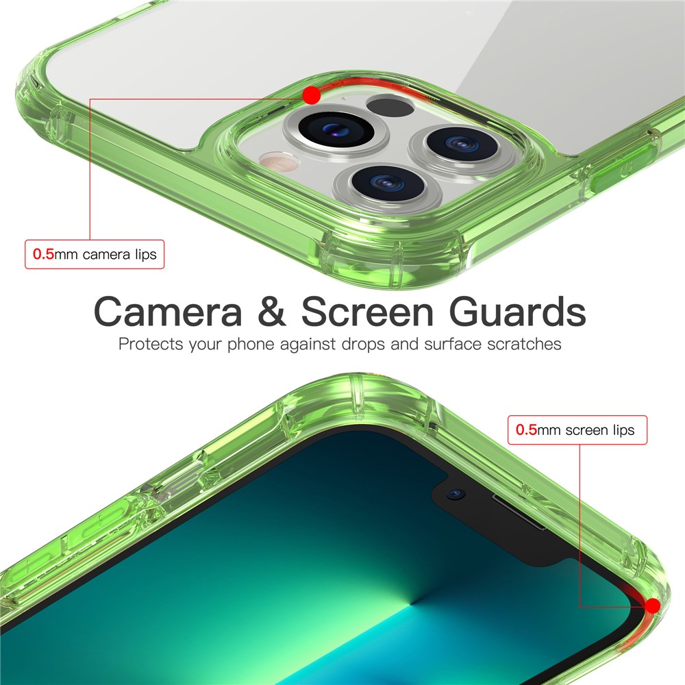 LEEU DESIGN TPU + Acrylic Phone Case with Sound Enhancement Gradient Color Transparent Phone Cover for iPhone 13 Pro 6.1 inch - Green/Orange-6