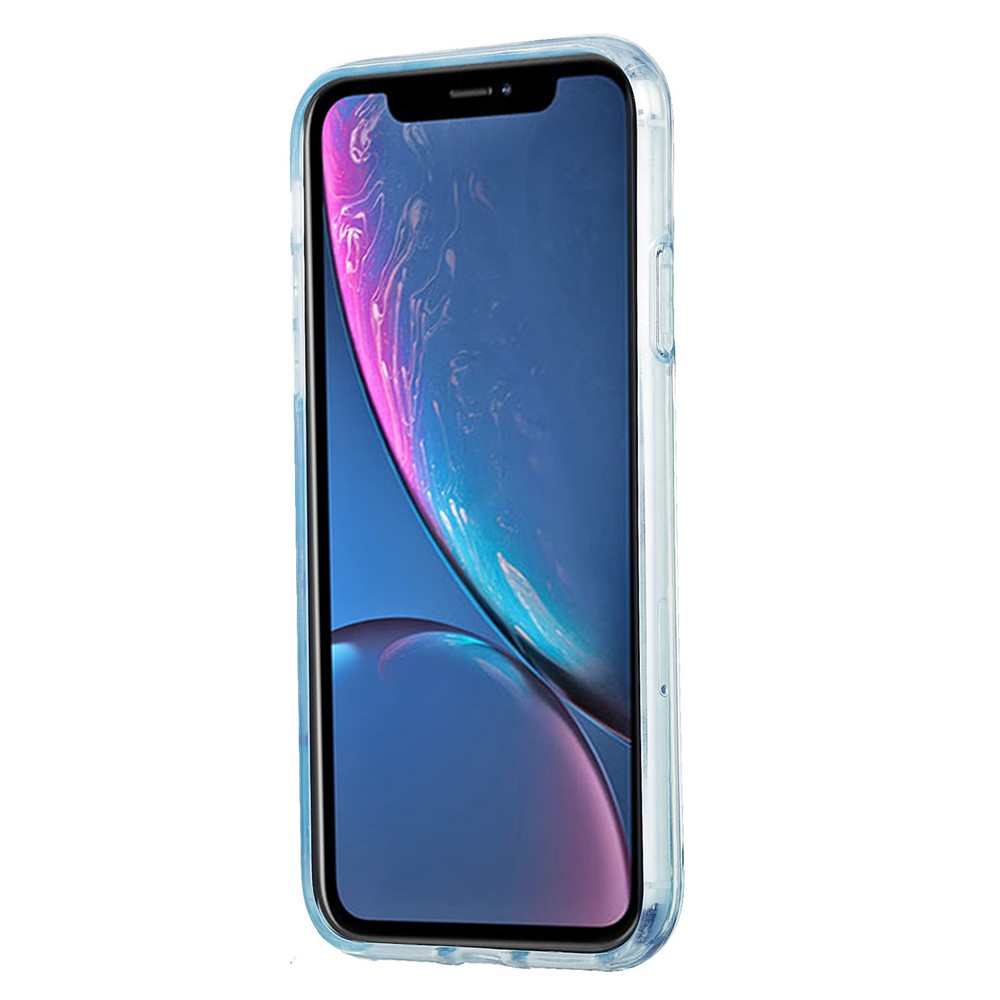 Rotary Kickstand TPU Phone Cover Electroplating Marble Pattern Super Tough 2.0mm IMD IML Case for iPhone XR 6.1 inch - Pink/White-4
