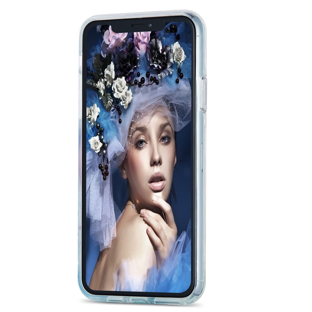 TPU Phone Rotary Kickstand Cover Super Slim 2.0mm Marble Pattern Anti-Drop Electroplating IMD IML Case for iPhone 11 Pro Max 6.5 inch - Pink/White-4