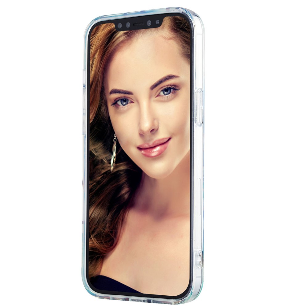 TPU Phone Rotary Kickstand Cover Ultra Lightweight 2.0mm Marble Pattern IMD IML Electroplating Case for iPhone 12 Pro Max 6.7 inch - Pink/White-4