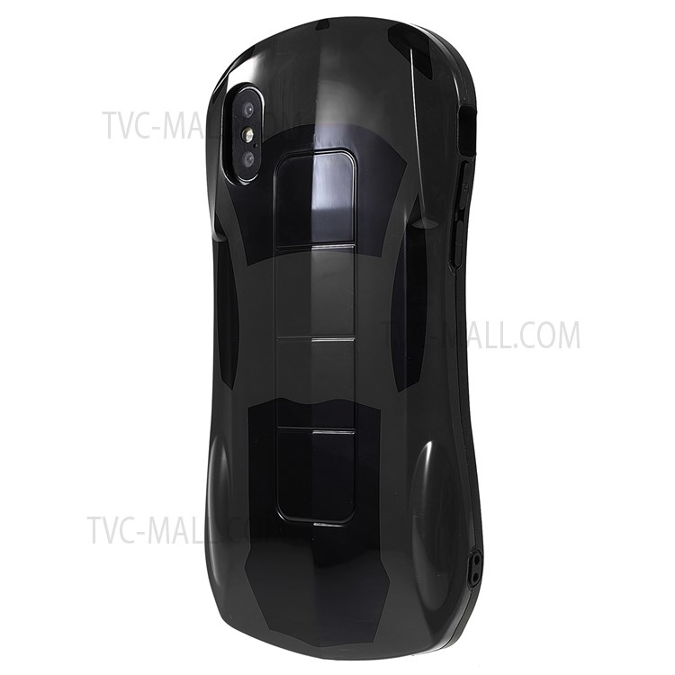 For iPhone X/XS 5.8 inch Anti-dust Phone Case 3D Sports Car Shaped IMD Shockproof Flexible TPU Phone Covering - Black-3
