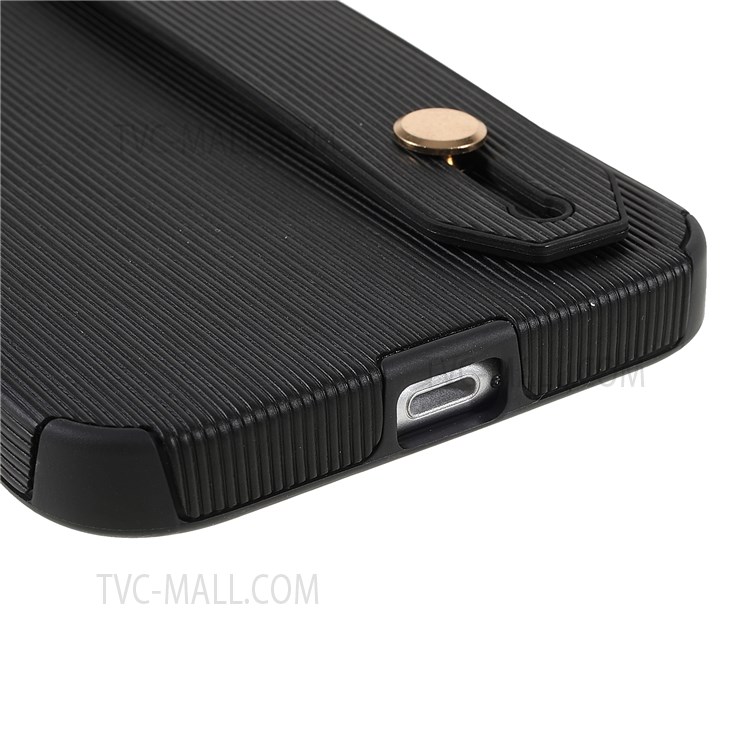 Phone Case Soft TPU and Microfiber Leather Phone Cover with Hand Strap Kickstand for iPhone 11 6.1 inch - Black-5