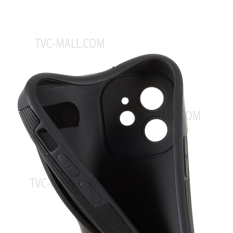 Phone Case Soft TPU and Microfiber Leather Phone Cover with Hand Strap Kickstand for iPhone 11 6.1 inch - Black-8
