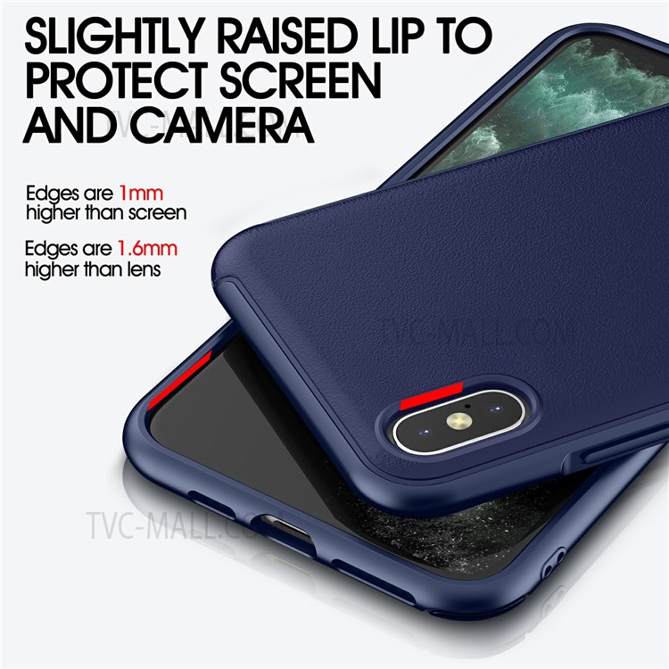 WLONS Defender Series Drop-resistant PC + TPU Matte Phone Case Cover for iPhone X/iPhone XS 5.8 inch - Blue-3