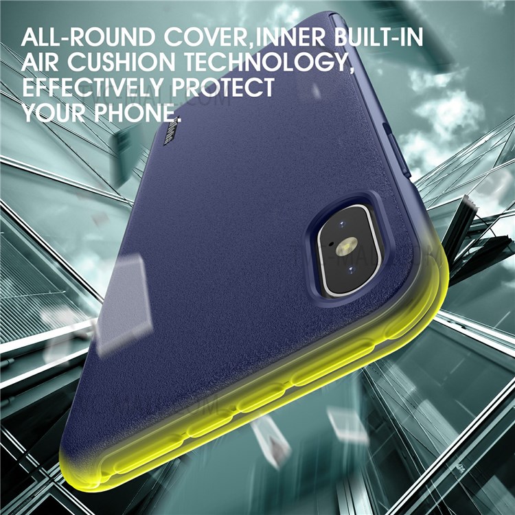 WLONS Defender Series Frosted Finish Anti-fall PC + TPU Hybrid Phone Case Cover for iPhone XS Max 6.5 inch - Blue-5