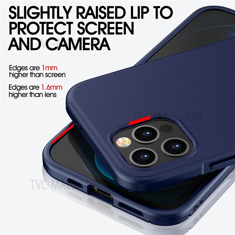 WLONS Defender Series All-wrapped Edge and Back Matte PC + TPU Hybrid Phone Case for iPhone 12 Pro Max 6.7 inch - Blue-3