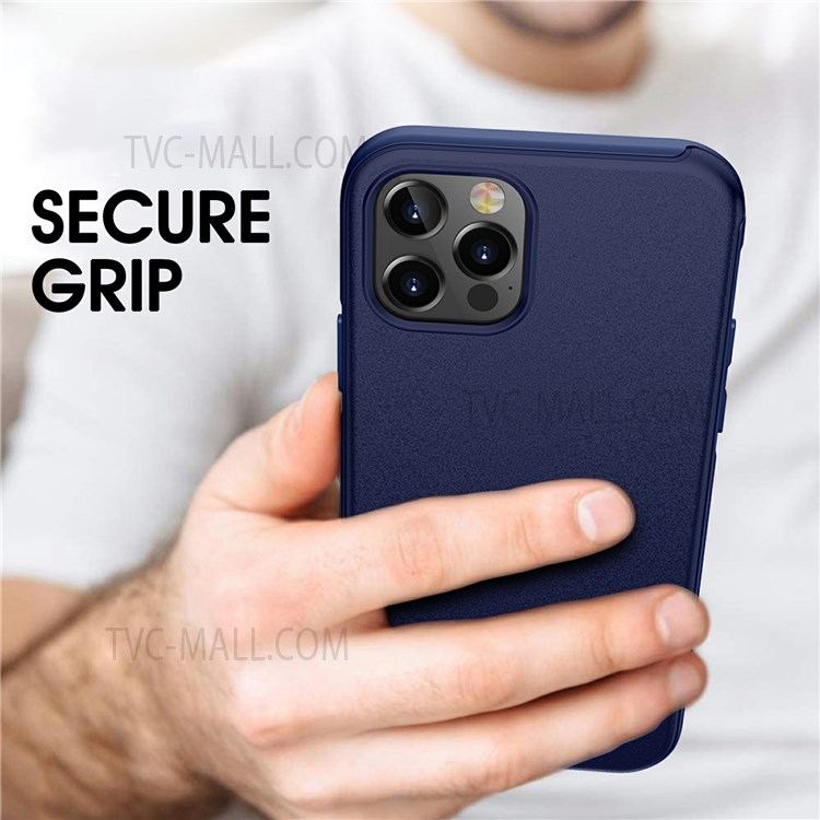 WLONS Defender Series All-wrapped Edge and Back Matte PC + TPU Hybrid Phone Case for iPhone 12 Pro Max 6.7 inch - Blue-6
