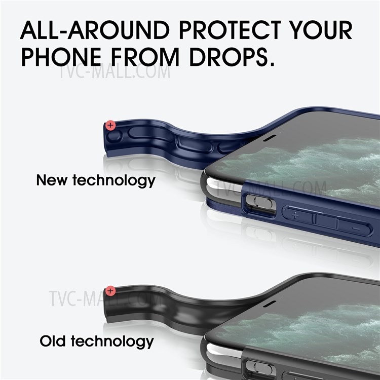 WLONS Defender Series Fall Protection Matte Finish PC + TPU Anti-scratch Phone Case Shell for iPhone 11 Pro Max 6.5 inch - Blue-8