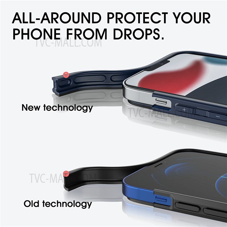 WLONS Defender Series Matte Finish Anti-drop Phone Case PC + TPU Hybrid Cover for iPhone 13 mini 5.4 inch - Blue-8