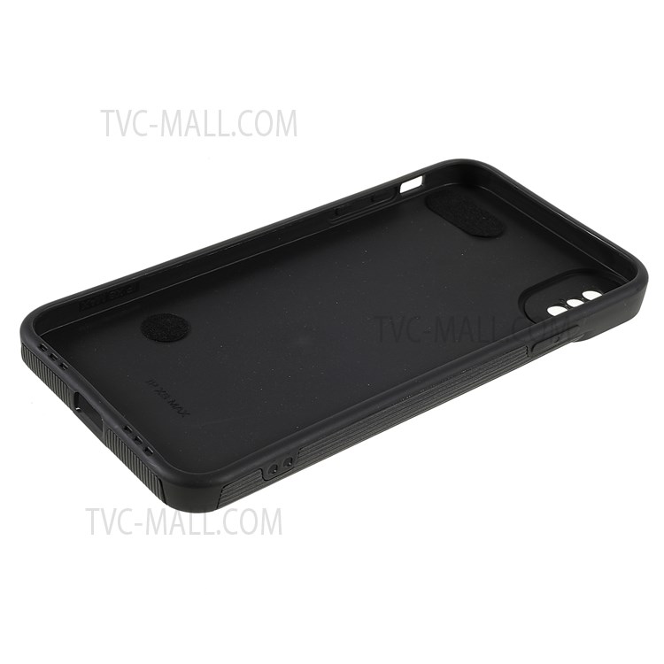 Anti-scratch Flexible TPU+Microfiber Leather Phone Case Phone Cover with Hand Strap Kickstand for iPhone XS Max 6.5 inch - Black-7