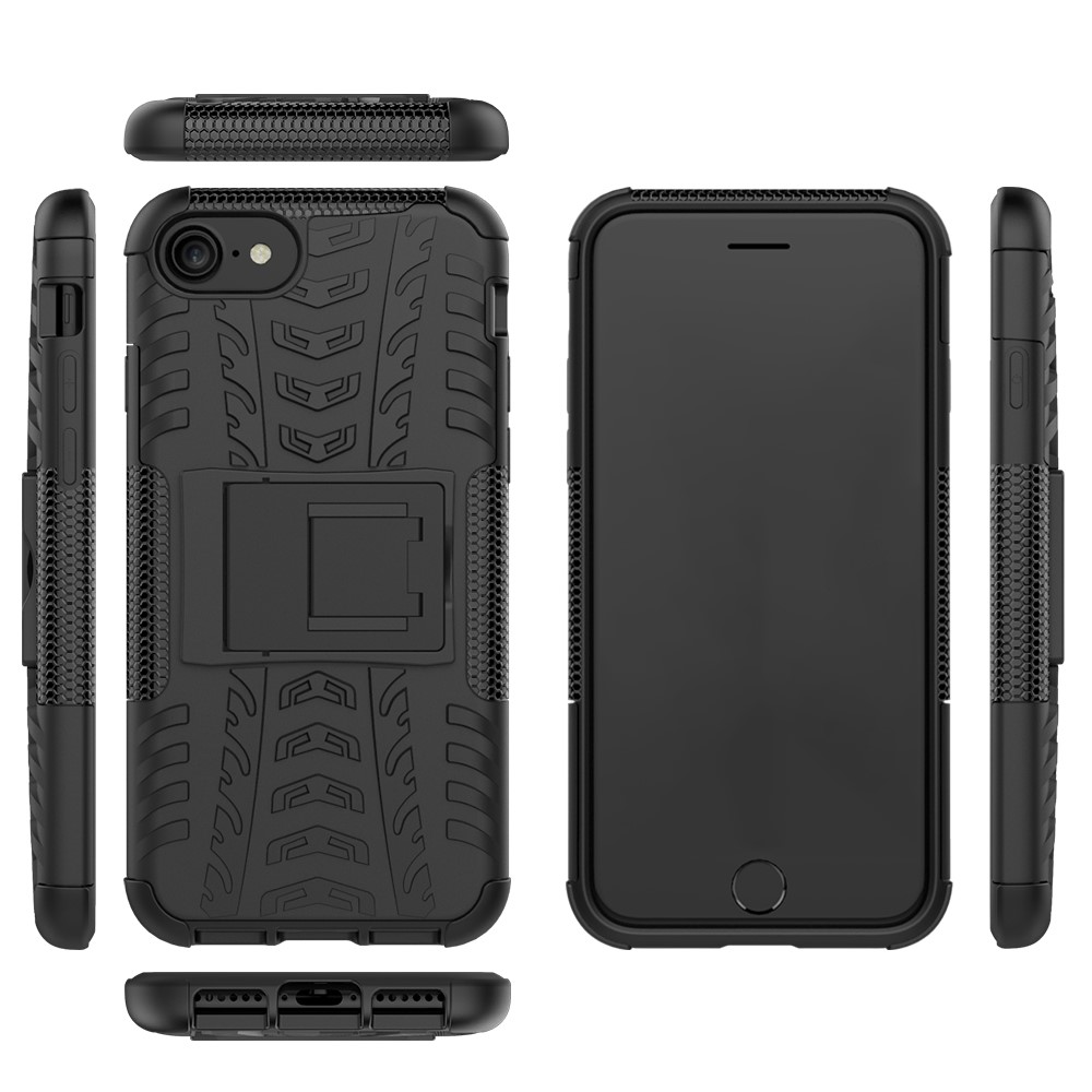 Para Iphone SE (2020)/SE (2022)/8/7 4.7 Pulgadas PC de Neumáticos Fríos + TPU Hybrid Shell Con Kickstand - Negro-2