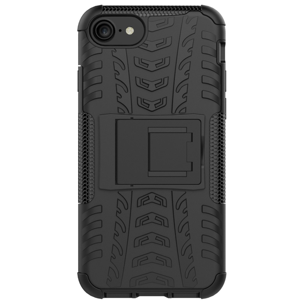 Para Iphone SE (2020)/SE (2022)/8/7 4.7 Pulgadas PC de Neumáticos Fríos + TPU Hybrid Shell Con Kickstand - Negro-3