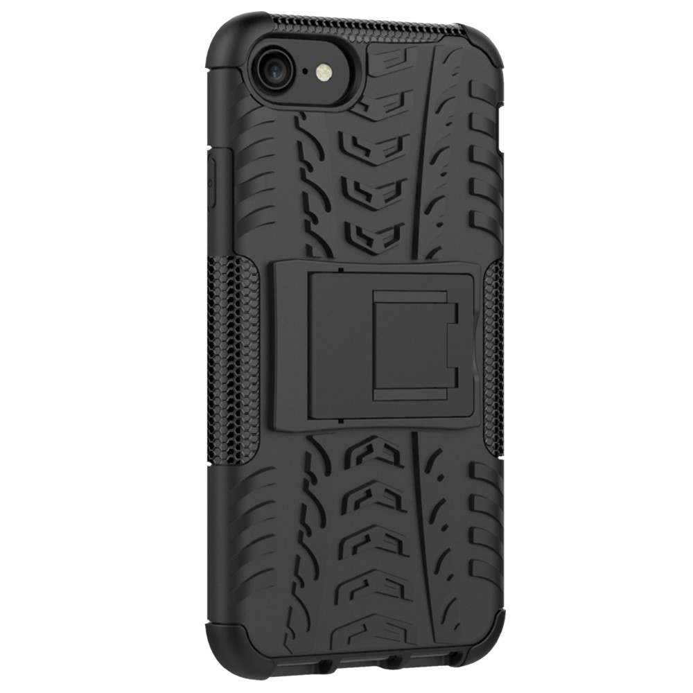 Para Iphone SE (2020)/SE (2022)/8/7 4.7 Pulgadas PC de Neumáticos Fríos + TPU Hybrid Shell Con Kickstand - Negro-5