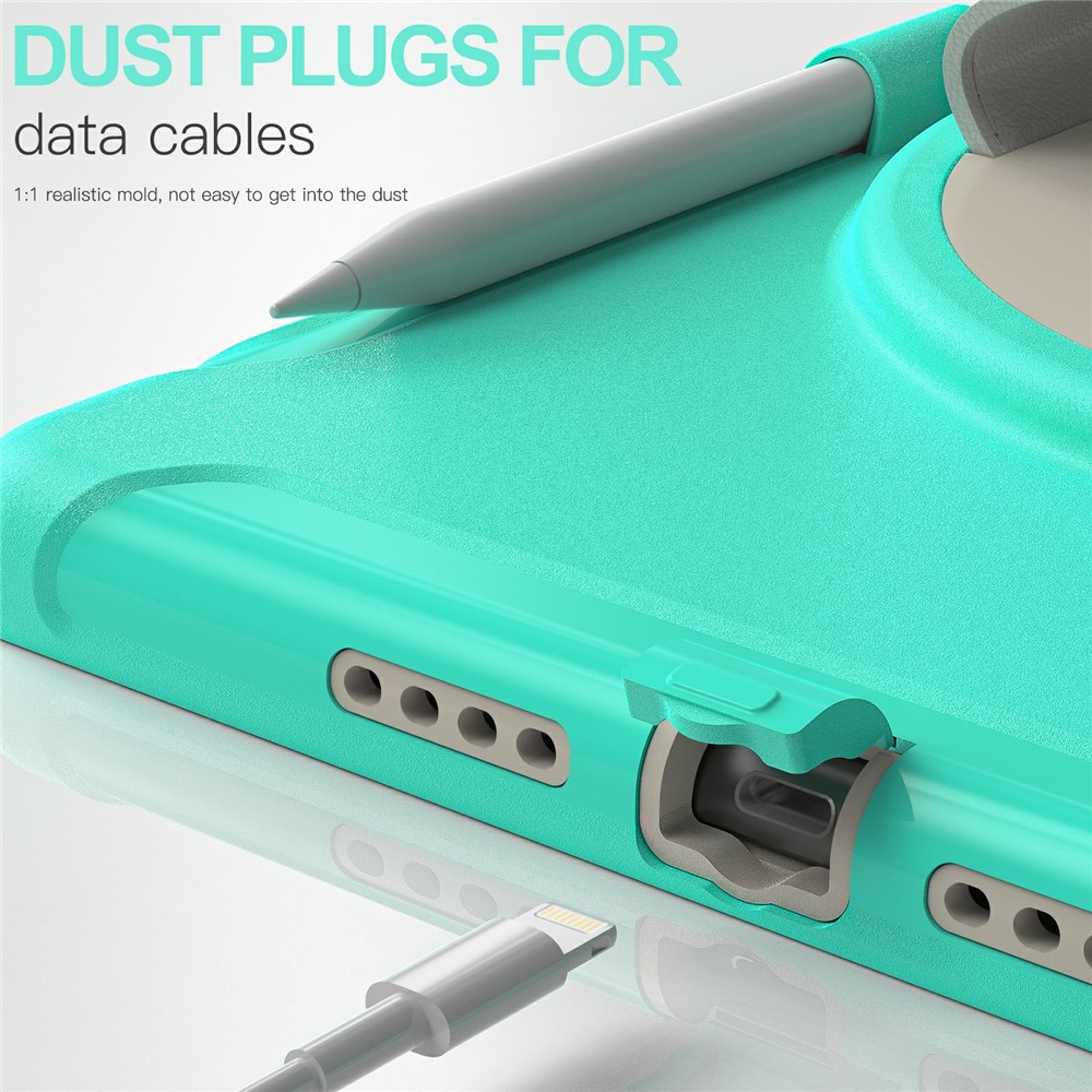 Hidden Kickstand PC + TPU Shockproof Tablet Case Cover with Hand Strap for iPad 10.2 (2021)/(2020)/(2019) - Mint Green-11