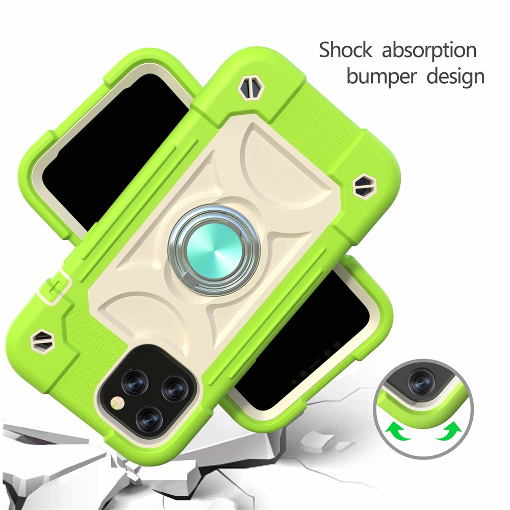 PC + Silicone Phone Case 3-in-1 Built-in Magnetic Metal Plate Anti-Drop Air Cushions Phone Protector for iPhone 12 6.1 inch/12 Pro 6.1 inch - Lime-3
