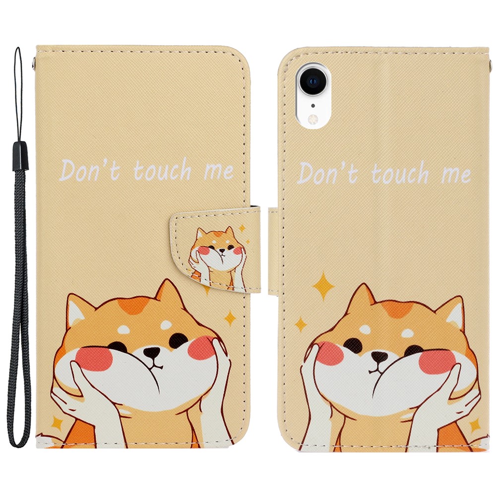For iPhone XR 6.1 inch Phone Case Stylish Pattern Printing PU Leather Wallet Strong Magnetic Flip Stand Folio Phone Cover with Strap - Don't Touch Me