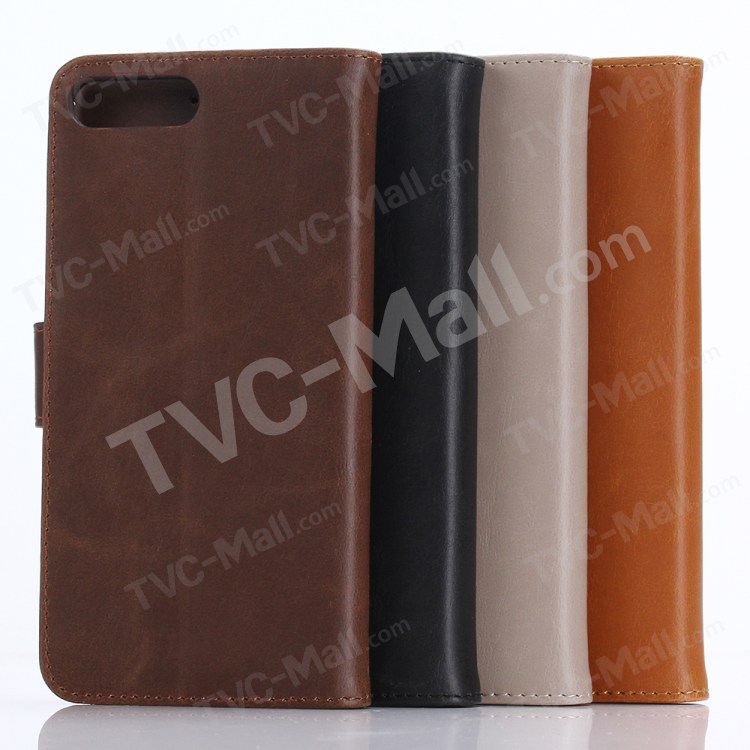 Retro Leather Wallet Stand Case for iPhone 7 Plus - Black-8