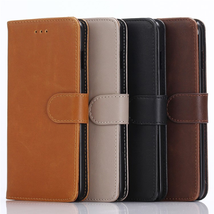 Retro Leather Wallet Stand Shell Case for iPhone 7 Plus - Coffee-11