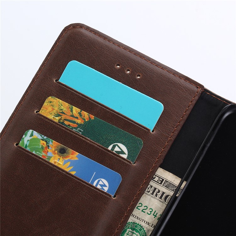 Retro Leather Wallet Stand Shell Case for iPhone 7 Plus - Coffee-4