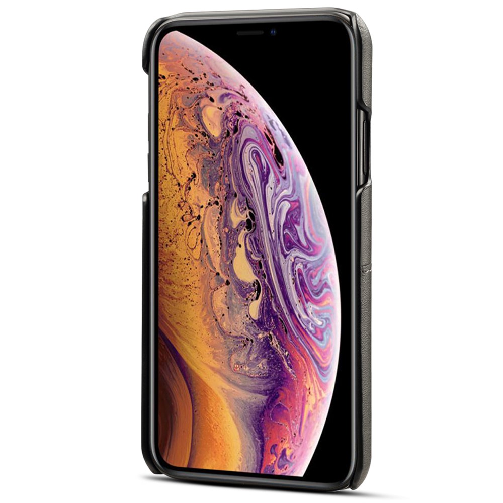 SUTENI PU Leather Coated PC Case Textured PU Leather Phone Protector with Card Holders Design for iPhone XS Max 6.5 inch - Black-3