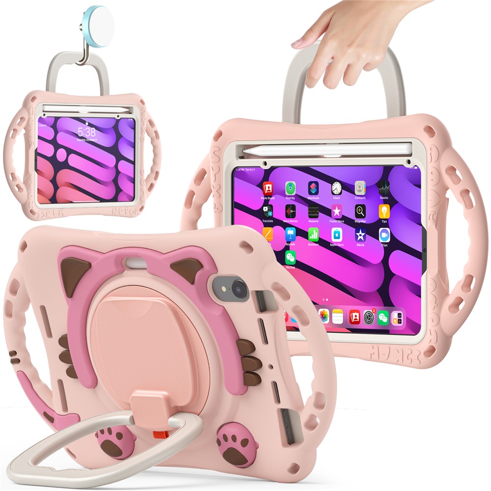 360-Degree Rotary Kickstand Hybrid Cover Anti-Drop and Anti-Impact Tablet Protective Case for iPad mini (2021) - Pink-1