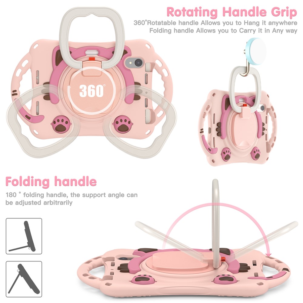 360-Degree Rotary Kickstand Hybrid Cover Anti-Drop and Anti-Impact Tablet Protective Case for iPad mini (2021) - Pink-3