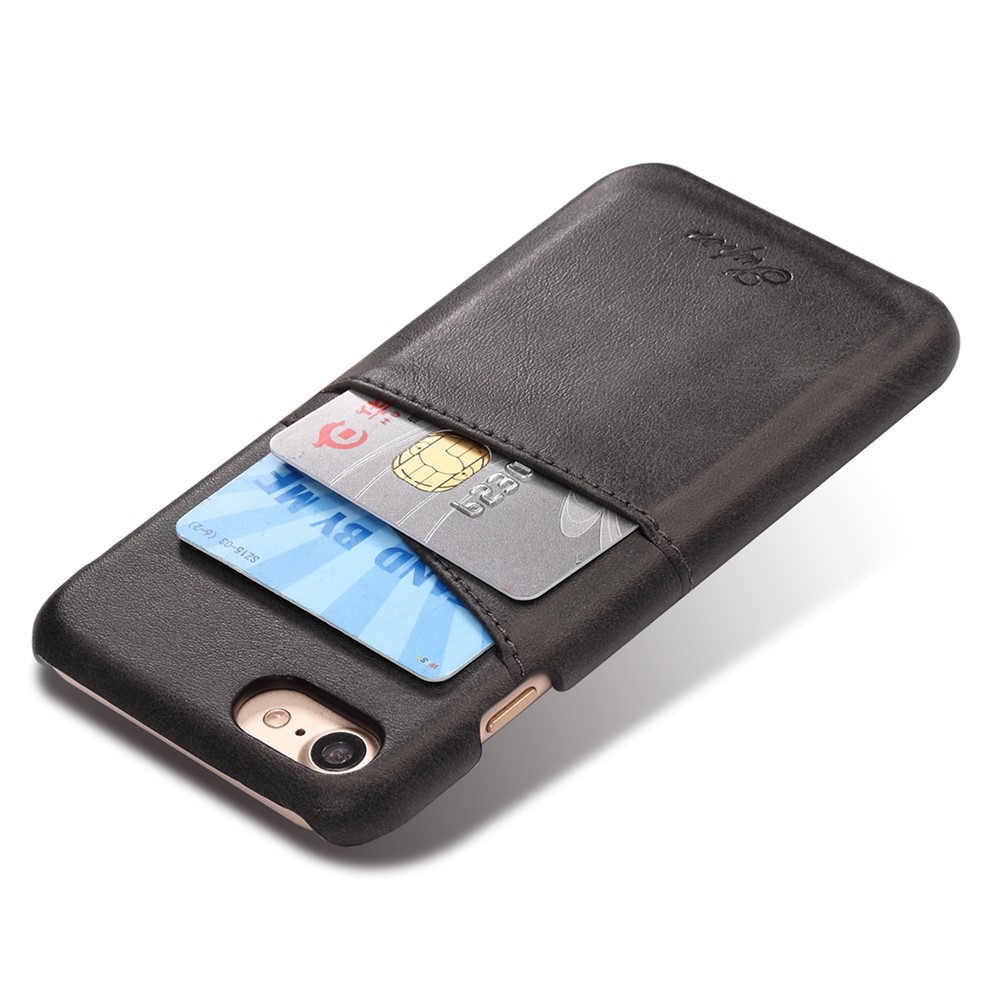 SUTENI PU Leather Coated PC Case Super Tough Anti-Scratch Phone Protector with Card Holders Design for iPhone SE (2nd Generation)/8 Plus 5.5 inch/7 4.7 inch - Black-3