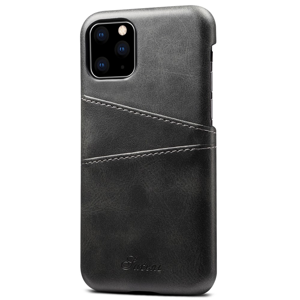 SUTENI PU Leather Coated PC Case Multiple Colors with Card Holders for iPhone 11 Pro Max 6.5 inch - Black-3