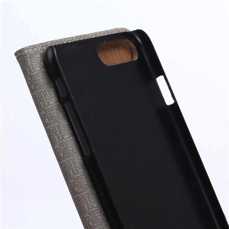 Wood Grain Leather Wallet Stand Case for iPhone 7 Plus - Brown-10