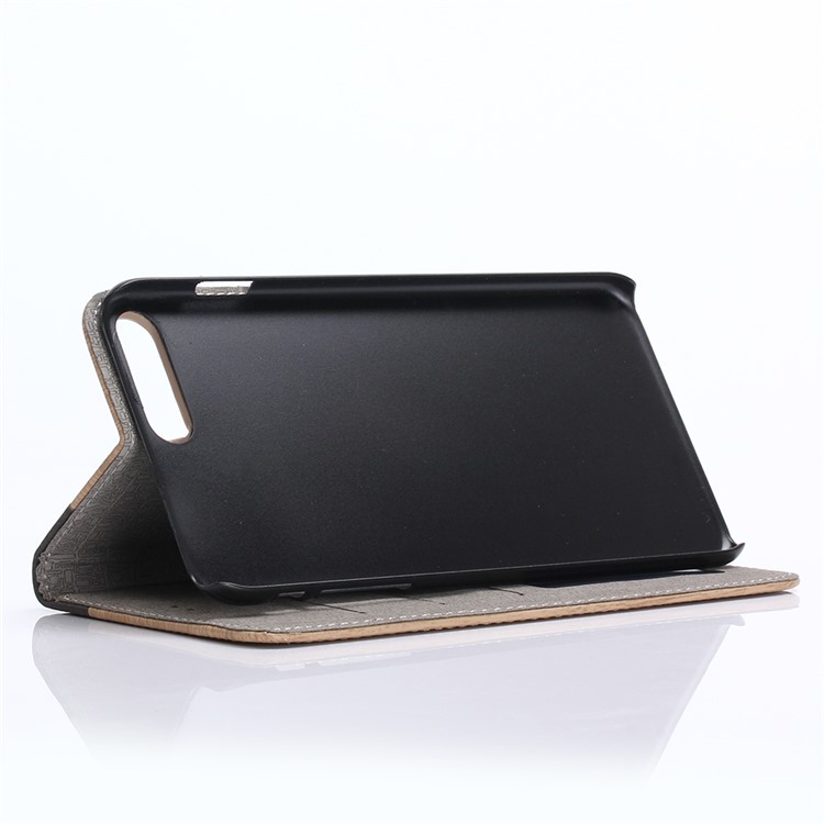 Wood Grain Leather Wallet Stand Case for iPhone 7 Plus - Brown-5