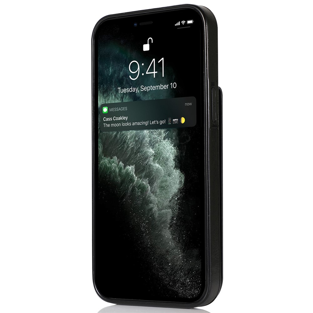 Drop Protection PU Leather Coated TPU Kickstand Multiple Card Slots Back Case for iPhone 13 Pro Max 6.7 inch - Black-2