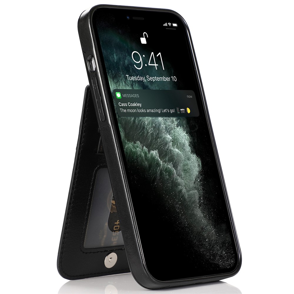 Drop Protection PU Leather Coated TPU Kickstand Multiple Card Slots Back Case for iPhone 13 Pro Max 6.7 inch - Black-5