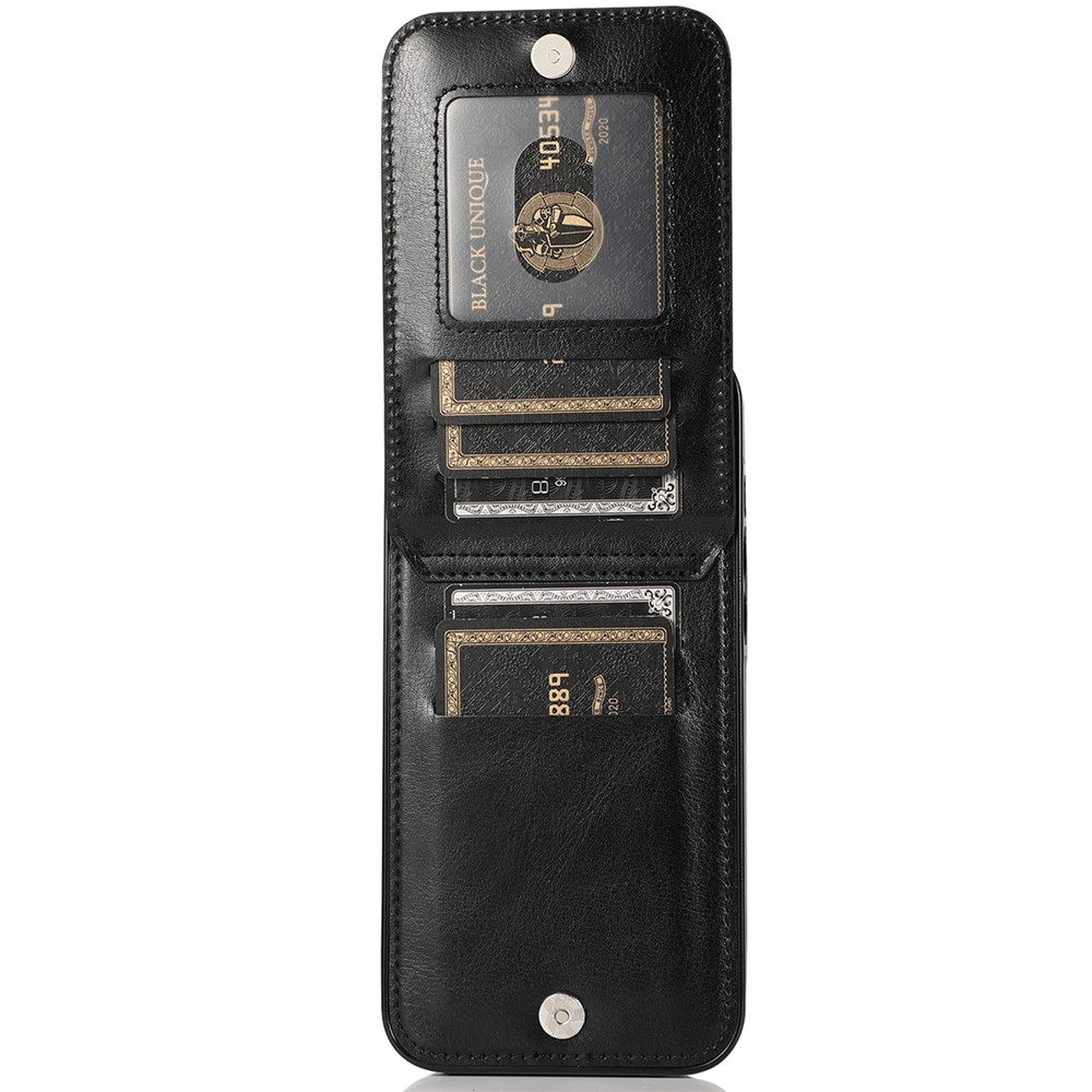 Drop Protection PU Leather Coated TPU Kickstand Multiple Card Slots Back Case for iPhone 13 Pro Max 6.7 inch - Black-6