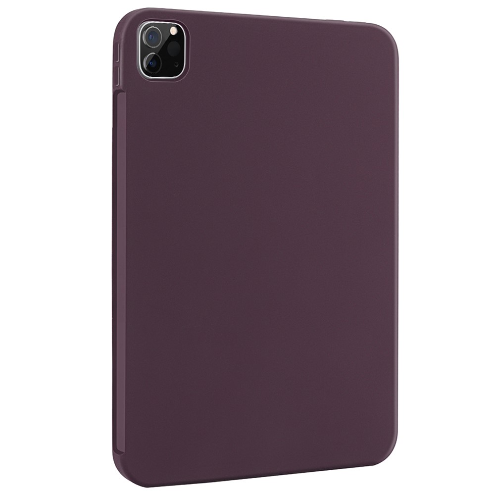 Skin-touch Liquid Silicone Soft Microfiber Lining Drop Protective Case for iPad Pro 11 (2022) / (2021) / (2020) / (2018) - Dark Purple