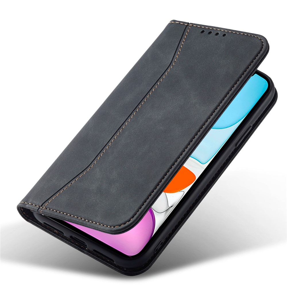 360-degree Protection Anti-drop PU Leather Double Edge-fold Sewing Design Phone Case Cover with Wallet Stand for iPhone 11 6.1 inch - Black-6
