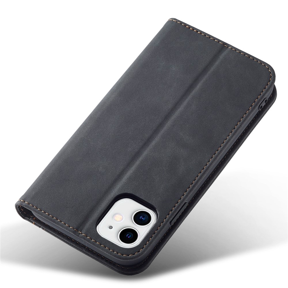 360-degree Protection Anti-drop PU Leather Double Edge-fold Sewing Design Phone Case Cover with Wallet Stand for iPhone 11 6.1 inch - Black-8