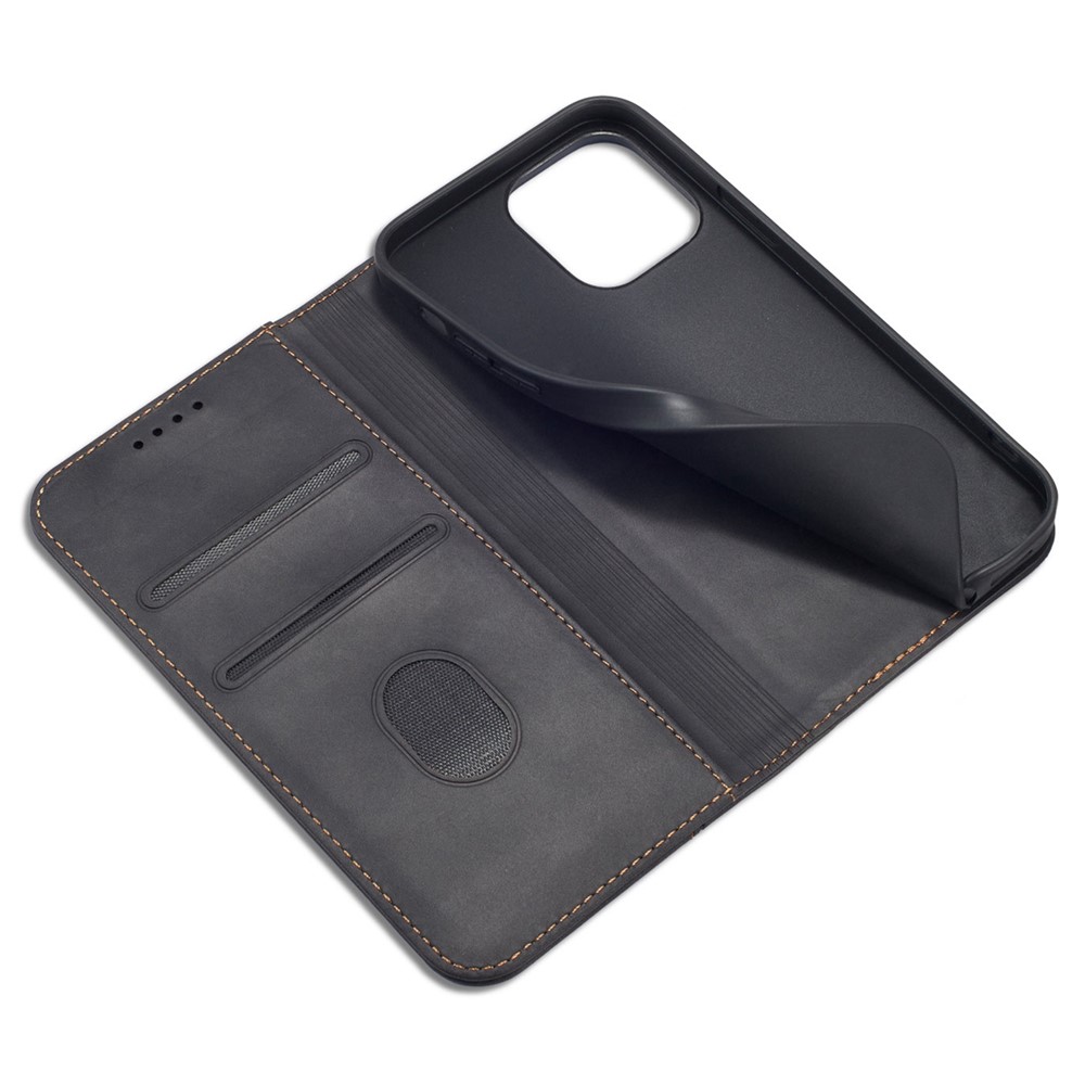 Automatic Closing Well-protected Double Edge-fold Sewing Design PU Leather Mobile Phone Case with Wallet Stand for iPhone 13 Pro Max 6.7 inch - Black-7