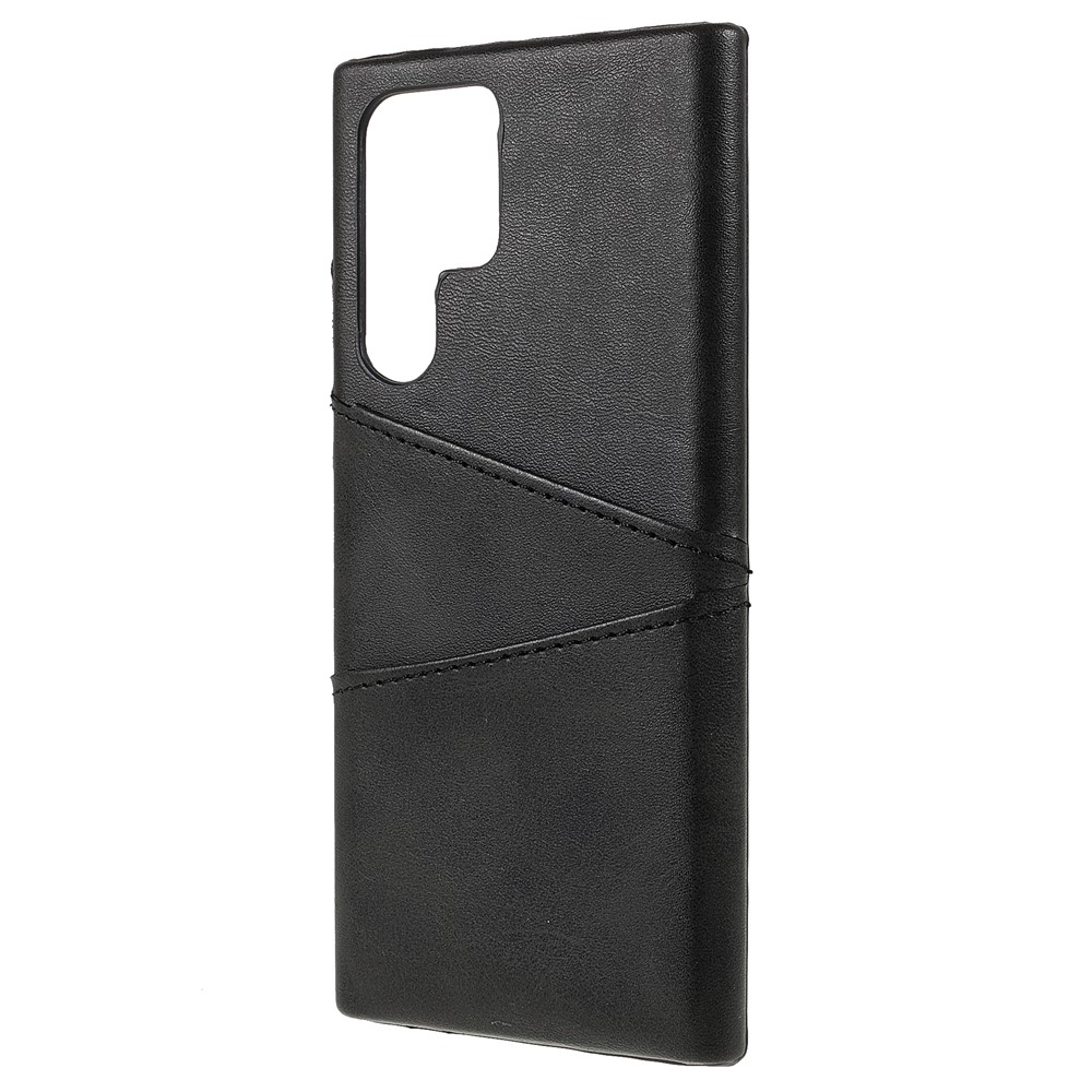 Lightweight Dust-proof Mobile Phone Case PU Leather+PC Back Phone Cover with 2 Card Slots for Samsung Galaxy S22 Ultra 5G - Black-3