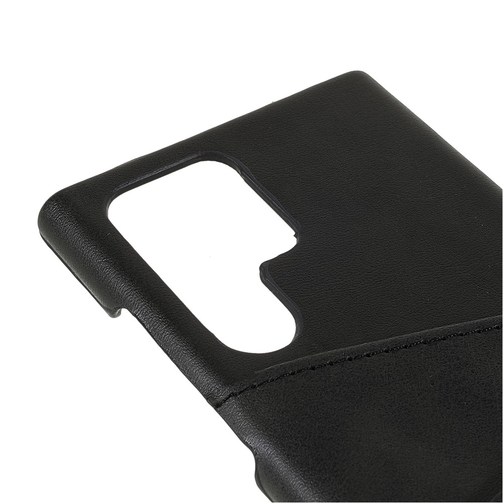 Lightweight Dust-proof Mobile Phone Case PU Leather+PC Back Phone Cover with 2 Card Slots for Samsung Galaxy S22 Ultra 5G - Black-6