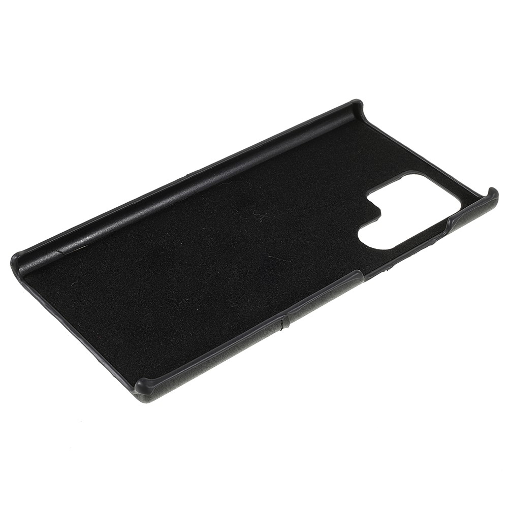 Lightweight Dust-proof Mobile Phone Case PU Leather+PC Back Phone Cover with 2 Card Slots for Samsung Galaxy S22 Ultra 5G - Black-7