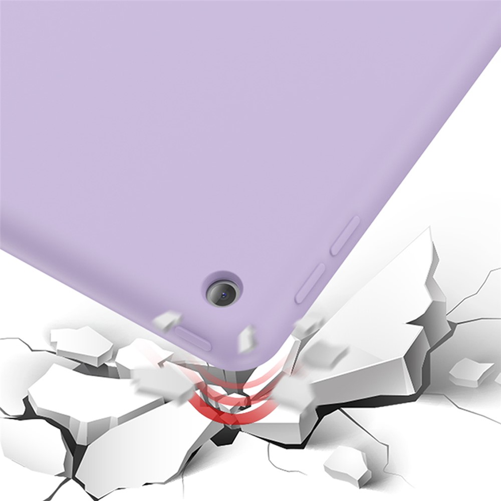 Couverture de Cas de Comprimé de Protection Anti-drop Liquide en Silicone + PC Pour Ipad 10.2 (2020) / (2019) - Violet