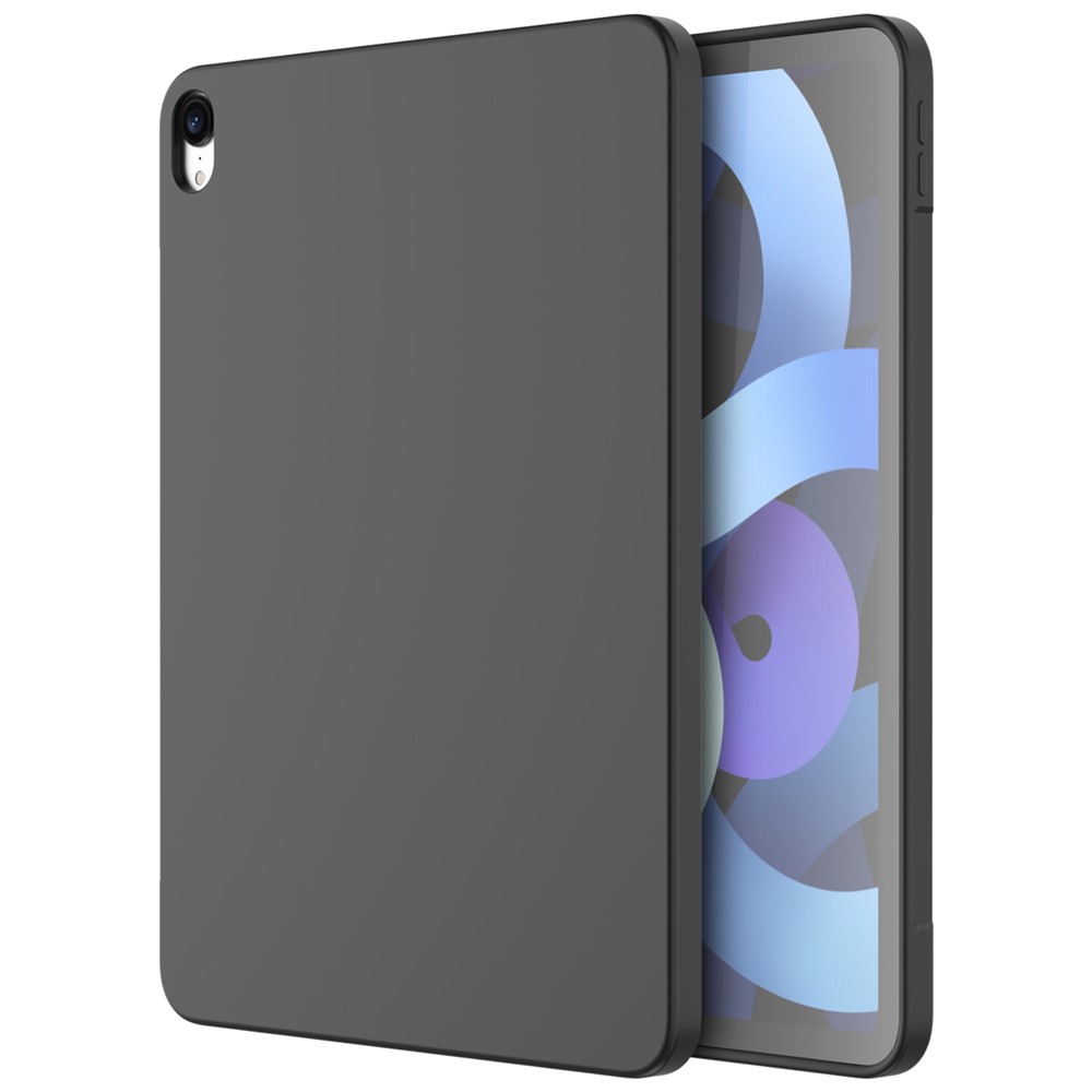MUTURAL Drop-resistant Liquid Silicone+PC Microfiber Lining Protective Tablet Case Cover for iPad Air 10.9-inch (2020) - Black-1