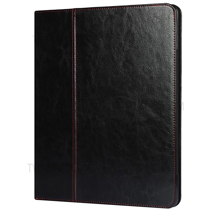Crazy Horse Texture Genuine Leather Stand Design Drop-proof Wake/Sleep Function Tablet Case for Apple iPad Pro 12.9-inch (2021) - Black-10