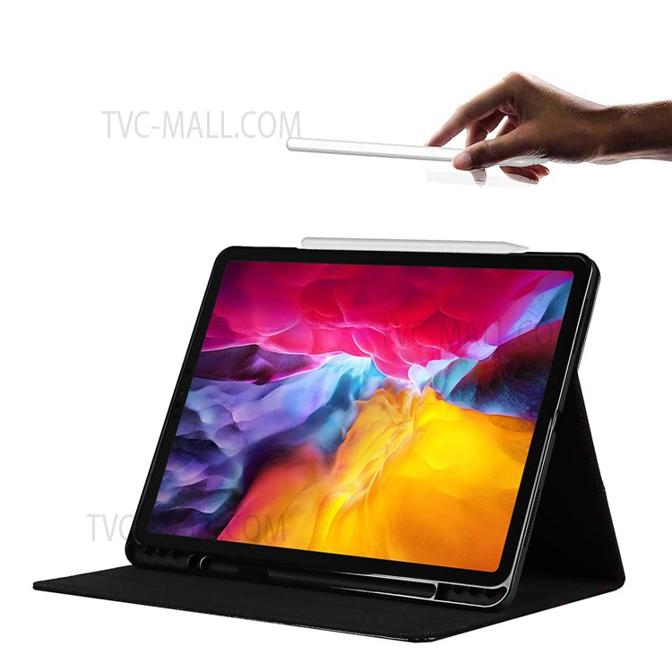 Crazy Horse Texture Genuine Leather Stand Design Drop-proof Wake/Sleep Function Tablet Case for Apple iPad Pro 12.9-inch (2021) - Black-2