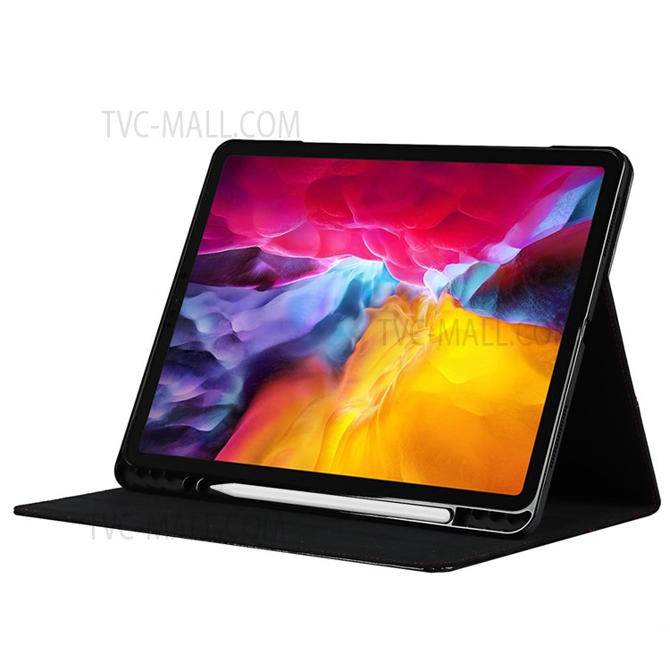 Crazy Horse Texture Genuine Leather Stand Design Drop-proof Wake/Sleep Function Tablet Case for Apple iPad Pro 12.9-inch (2021) - Black-9